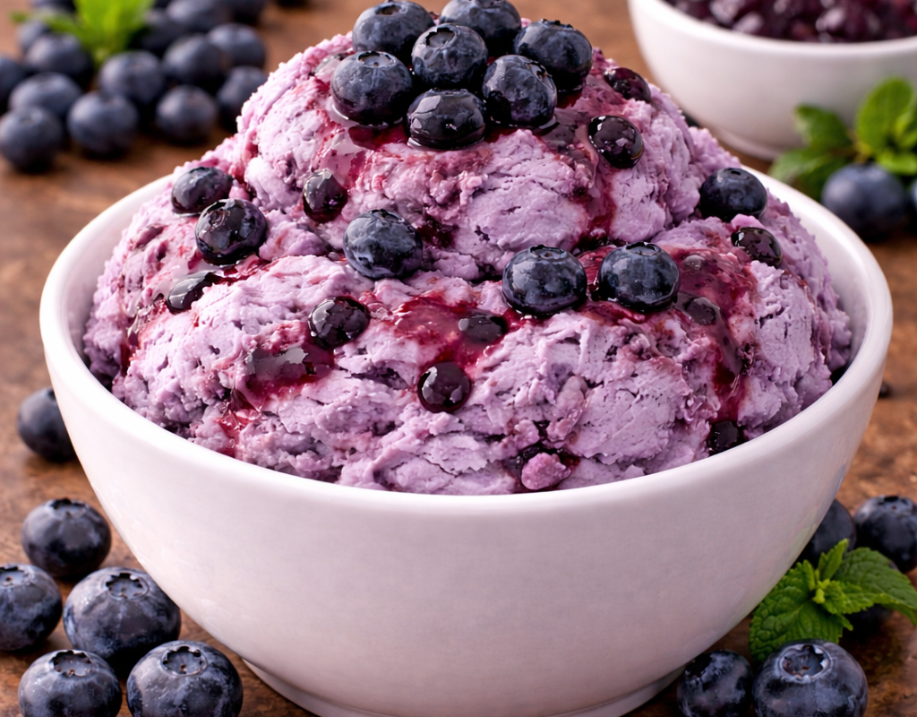 Recept voor bosbessenijs voor de Ninja Creami & Swirl.