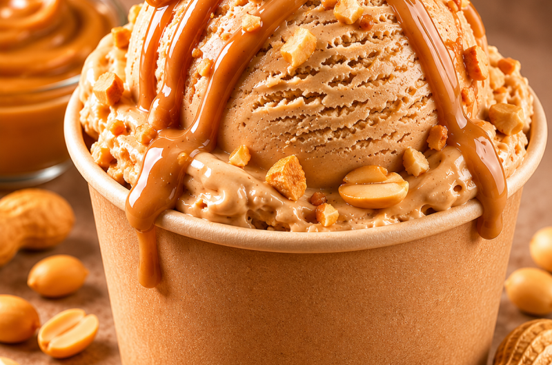 Receta de helado de mantequilla de cacahuete con proteínas para Ninja Creami y Ninja Swirl