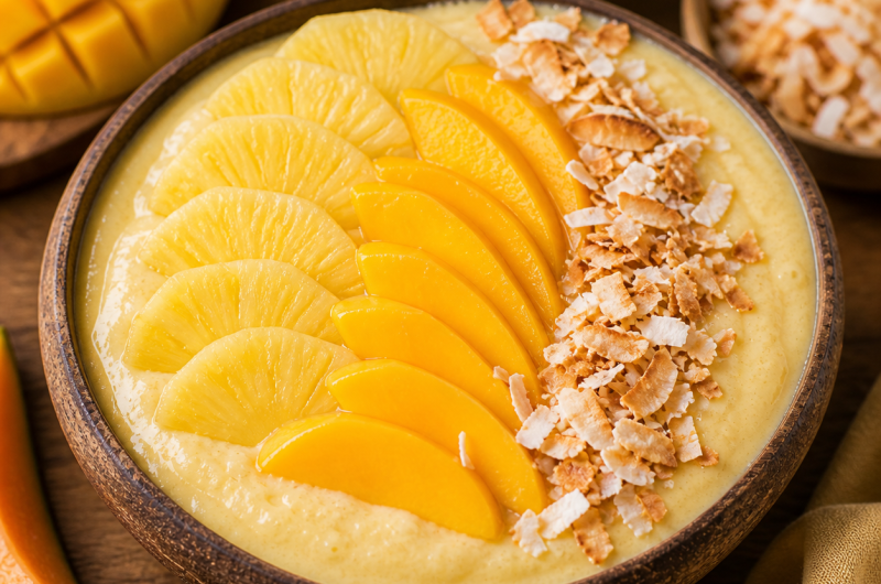 Recept voor een tropische smoothiebowl met Ninja Creami en Ninja Swirl