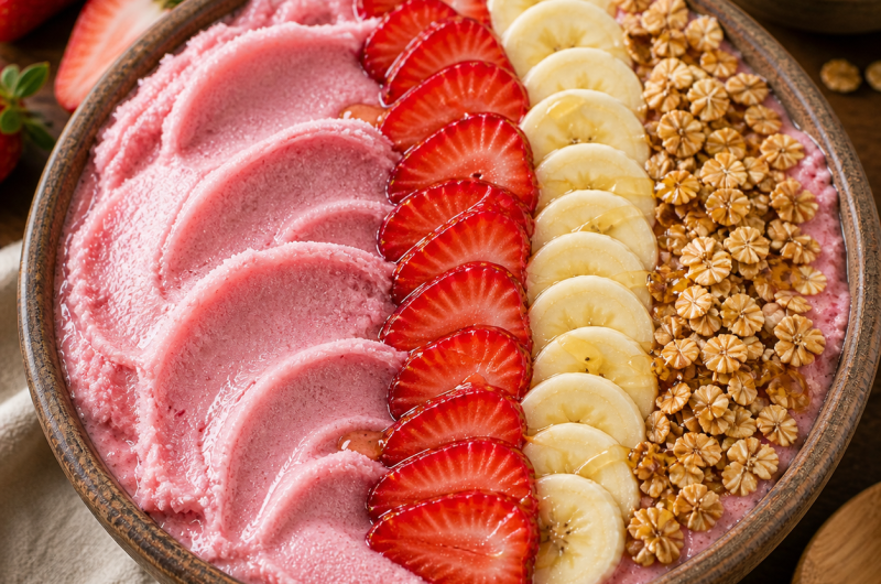 Aardbeien smoothie bowl recept voor Ninja Creami & Ninja Swirl