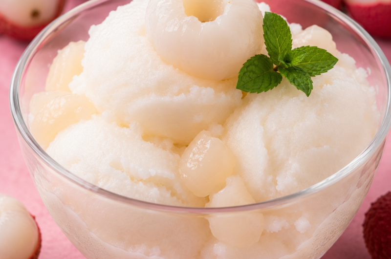 Receita de sorvete de lichia para Ninja Creami e Ninja Swirl